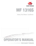 Massey Ferguson 1316S Rotary Disc Mower Conditioner Operator's Manual