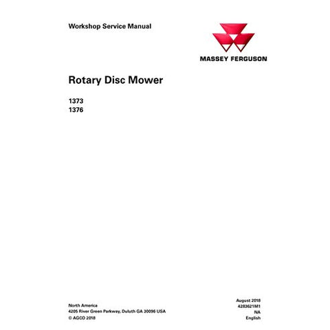 Massey Ferguson 1373, 1376 Rotary Disc Mower Service Repair Manual