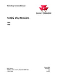 Massey Ferguson 1393, 1395 Rotary Disc Mower Service Repair Manual