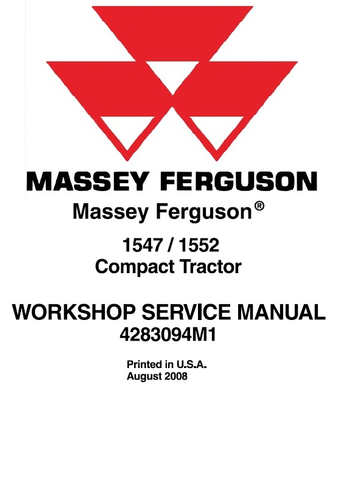 Massey Ferguson MF 1547, 1552 Compact Tractor Workshop Service Repair Manual