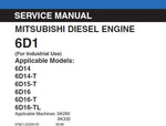 Mitsubishi Diesel Engine 6D1 Service Repair Manual PDF Download