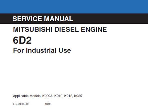 Mitsubishi Diesel Engine 6D2 Service Repair Manual PDF Download