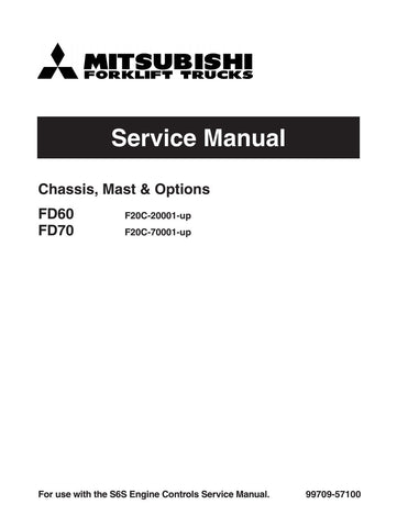 Mitsubishi FD60 FD70 Forklift Trucks Service Repair Manual PDF Download