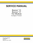 New Holland Boomer 33, 37 Tier 4B (Final) Compact Tractor Service Repair Manual PDF Download