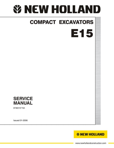 New Holland E15 Compact Excavator Service Repair Manual PDF Download