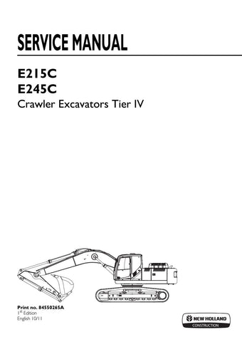 New Holland E215C, E245C Tier 4 Crawler Excavator Service Repair Manual PDF Download