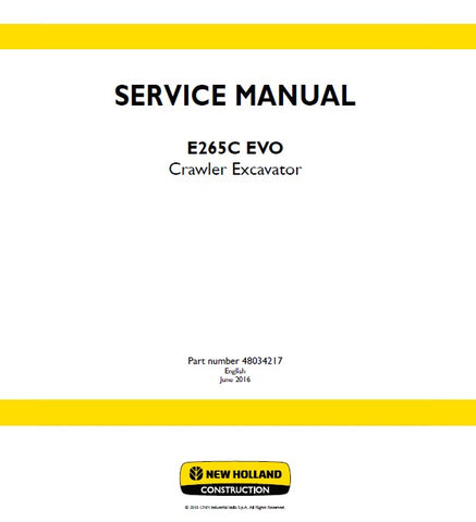 New Holland E265C Evo Crawler Excavator Service Repair Manual PDF Download
