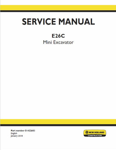 New Holland E26C Mini Excavator Service Repair Manual PDF Download