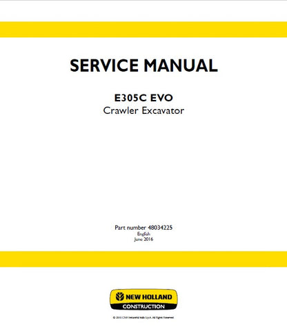 New Holland E305C Evo Crawler Excavator Service Repair Manual PDF Download