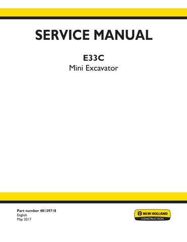New Holland E33C Mini Excavator Service Repair Manual PDF Download