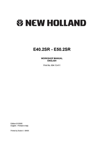 New Holland E40.2SR and E50.2SR Mini Excavator Service Repair Manual PDF Download