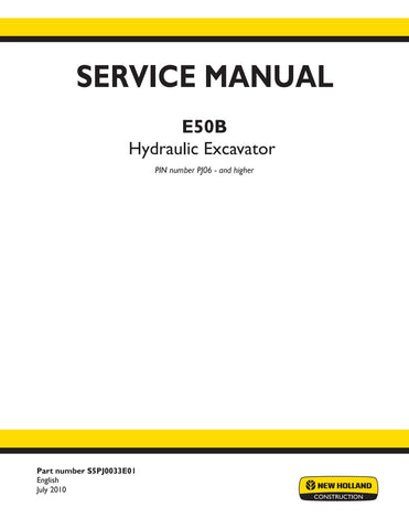 New Holland E50B Hydraulic Excavator Service Repair Manual PDF Download