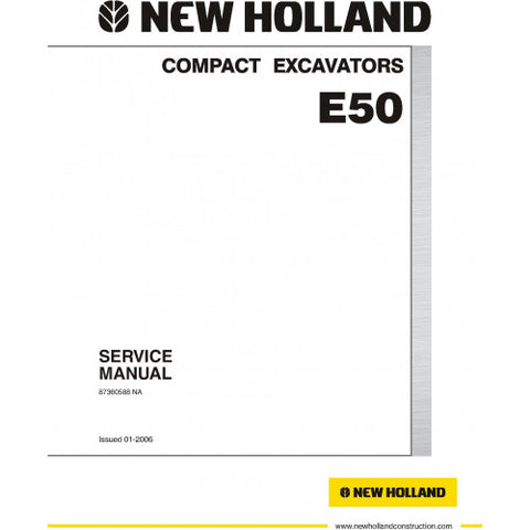 New Holland E50 Compact Excavator Service Repair Manual PDF Download