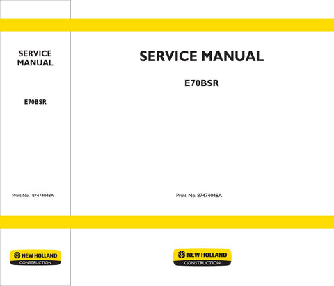 New Holland E70BSR Mini Excavator Service Repair Manual PDF Download