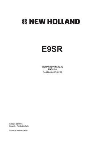 New Holland E9SR Excavator Service Repair Manual PDF Download