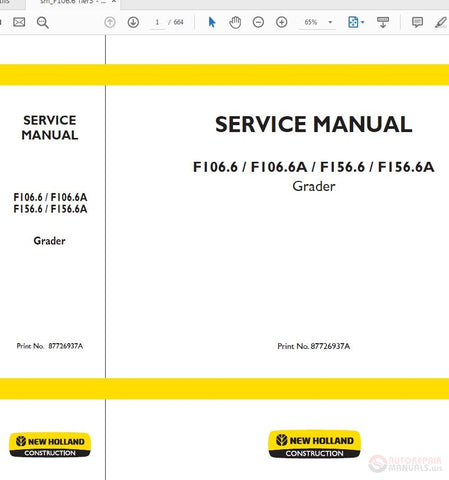 New Holland F106.6 Tier 3, F106.6A Tier 3, F156.6 Tier 3 and F156.6A Tier 3 Grader Service Repair Manual PDF Download