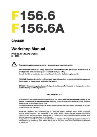 New Holland F156.6 and F156.6A Grader Workshop Service Repair Manual PDF Download