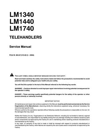 New Holland LM1440, LM740, LM1740 Telehandlers Service Repair Manual PDF Download