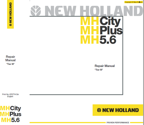 New Holland MH5.6, MH City and MH Plus Tier 3 Excavator Service Repair Manual PDF Download