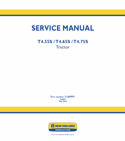 New Holland T4.55S, T4.65S, T4.75S Tractor Service Repair Manual PDF Download