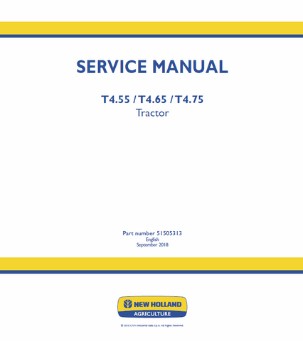 New Holland T4.55, T4.65, T4.75 Tractor Service Repair Manual PDF Download