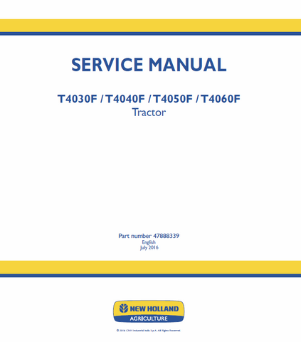 New Holland T4030F, T4040F, T4050F, T4060F Tractor Service Repair Manual PDF Download