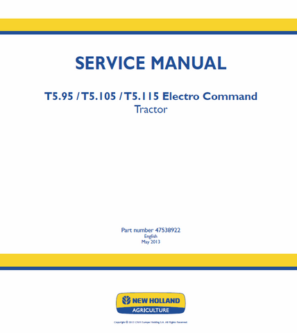 New Holland T5.95, T5.105, T5.115 Electro Command Tractor Service Repair Manual PDF Download