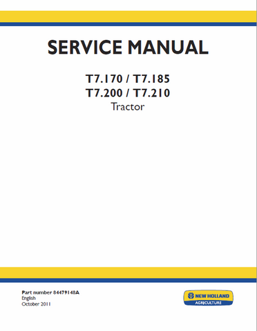 New Holland T7.170, T7.185, T7.200 Tractor Service Repair Manual PDF Download