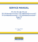 New Holland T7.175, T7.190, T7.210, T7.225 Stage 4 Tractor Service Repair Manual PDF Download
