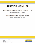 New Holland T7.220, T7.235, T7.250 Auto Command & Power Command Tractor Service Repiar Manual PDF Download