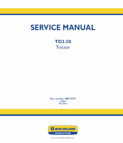 New Holland TD3.50 Tractor Service Repair Manual PDF Download