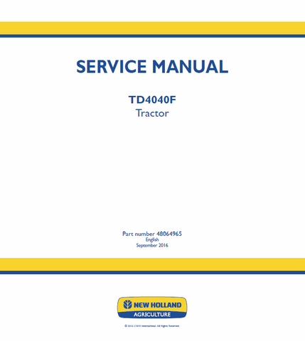New Holland TD4040F Tractor Service Repair Manual PDF Download