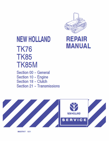 New Holland TK76, TK85, TK85M Tractor Service Repair Manual PDF Download