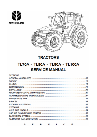 New Holland TL70A, TL80A, TL90A, TL100A Tractor Service Repair Manual PDF Download
