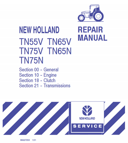 New Holland TN55V, TN65V, TN75V, TN65N, TN75N Tractor Service Repair Manual PDF Download