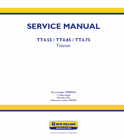 New Holland TT4.55, TT4.65, TT4.75 Tractor Service Repair Manual PDF Download