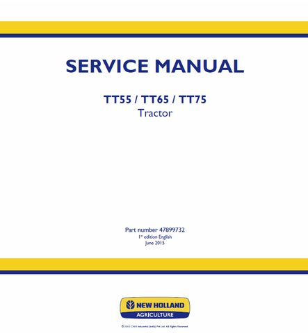 New Holland TT55, TT65, TT75 Tractor Service Repair Manual PDF Download