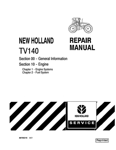 New Holland TV140 Tractor Service Repair Manual PDF Download