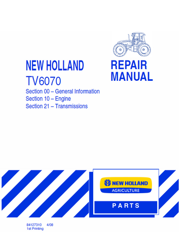 New Holland TV6070 Tractor Service Repair Manual PDF Download