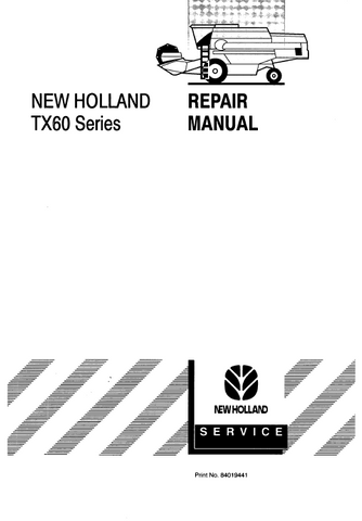 New Holland TX60 Combine Service Repair Manual PDF Download