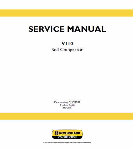 New Holland V110 Soil Compactor Service Repair Manual PDF Download