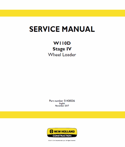 New Holland W110D Stage 4 Wheel Loader Service Repair Manual PDF Download