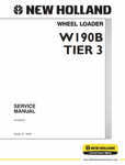 New Holland W190B Tier 3 Wheel Loader Service Repair Manual PDF Download