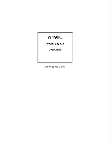 New Holland W190C Wheel Loader Service Repair Manual PDF Download