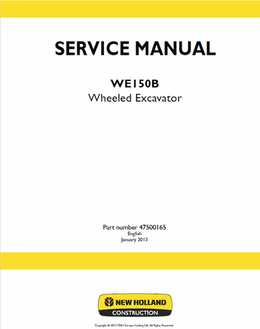 New Holland WE150B Wheeled Excavator Service Repair Manual PDF Download