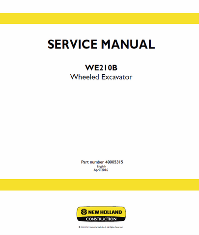 New Holland WE210B Wheeled Excavator Service Repair Manual PDF Download