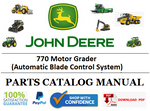 PC1504 PARTS CATALOG MANUAL - JOHN DEERE 770 Motor Grader Official PDF Download