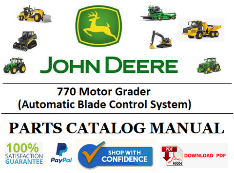 PC1504 PARTS CATALOG MANUAL - JOHN DEERE 770 Motor Grader Official PDF Download