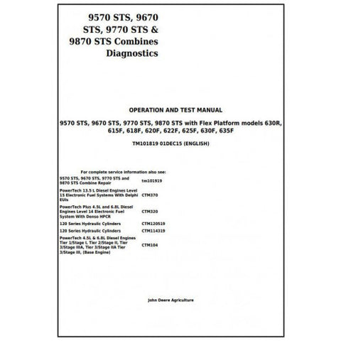 TM101819 DIAGNOSTIC OPERATION AND TESTS SERVICE MANUAL - JOHN DEERE 9570STS, 9670STS, 9770STS, 9870STS COMBINES DOWNLOAD