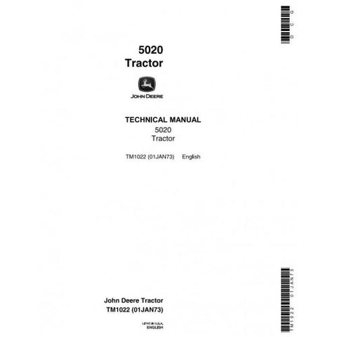 TM1022 SERVICE REPAIR TECHNICAL MANUAL - JOHN DEERE 5020 ROW CROP TRACTOR DOWNLOAD